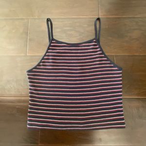 Brandy Melville Navy, White, and Red Cropped Tank